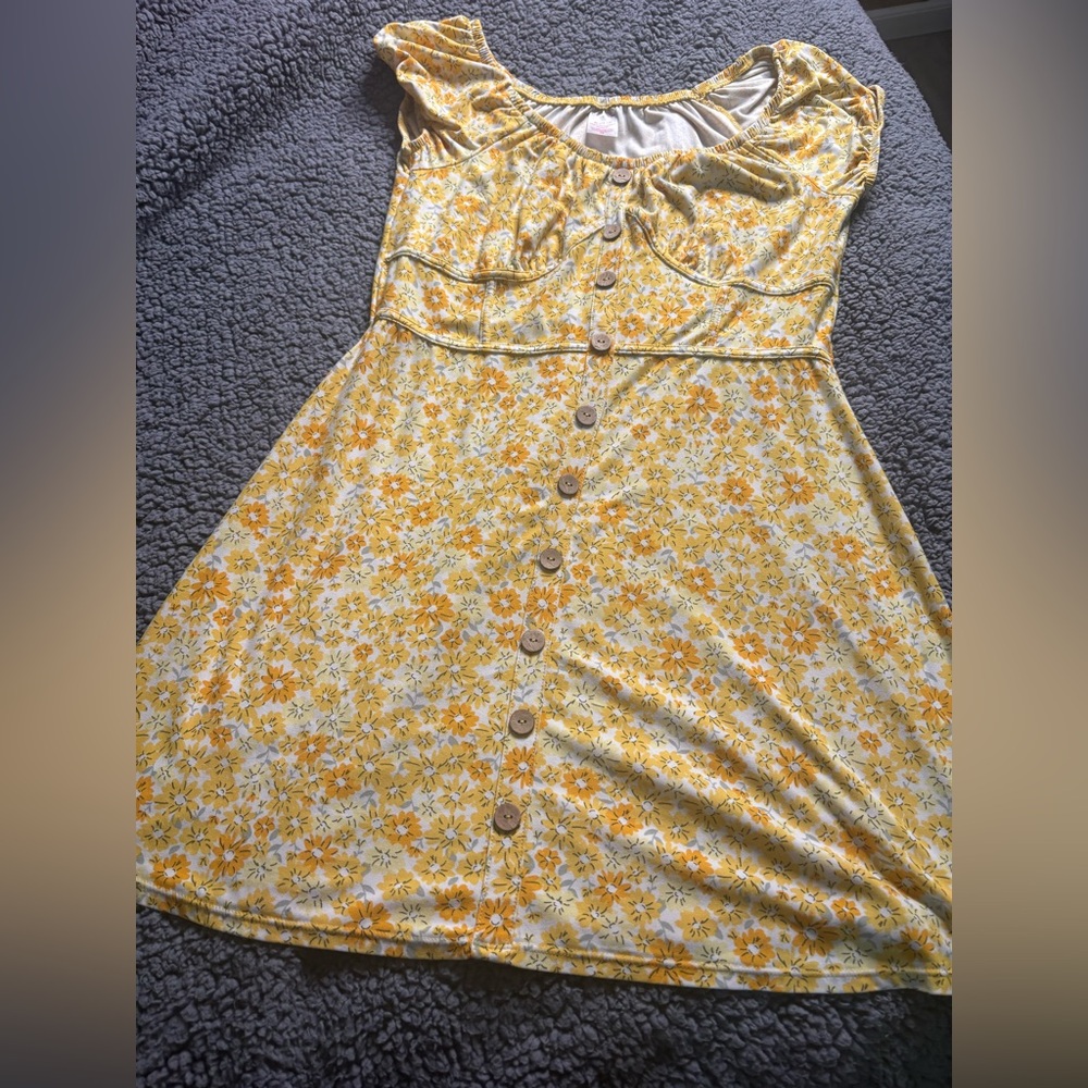 Yellow Floral Button-Front Sundress